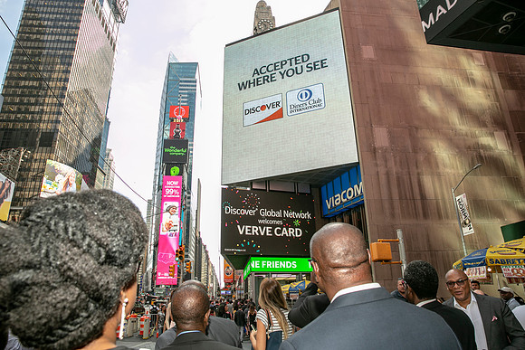 Discover- Verve Card First Transaction- Times Square